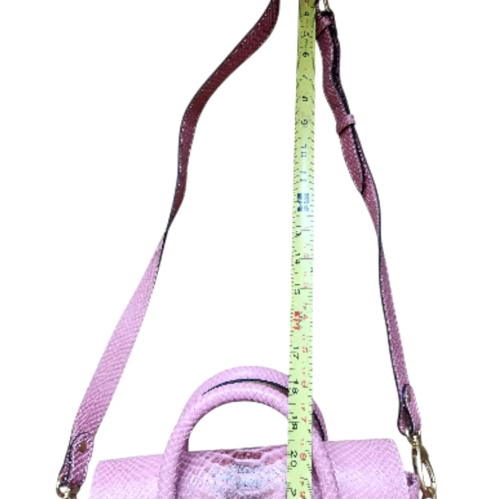 Berberovic Women's Kira Mini Leather Satchel Bag Alligator Pink European Leather